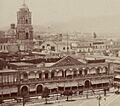 Bell tower of Santo Domingo and former facade of the City Hall, Lima. 1874
