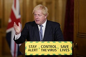 Boris Johnson giving a COVID-19 press conference