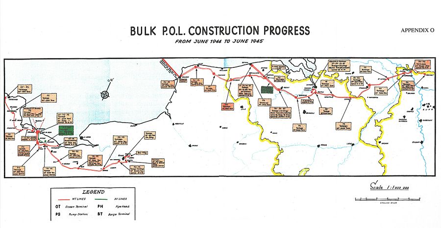 Bulk POL construction progress by 21st Army Group