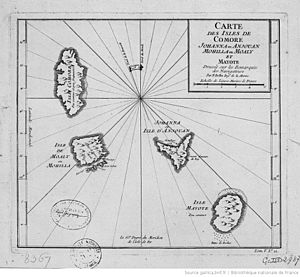 Carte des isles de Comore Johanna ou Anjouan Mohilla ou Moaly et Mayote Bnf40600530t