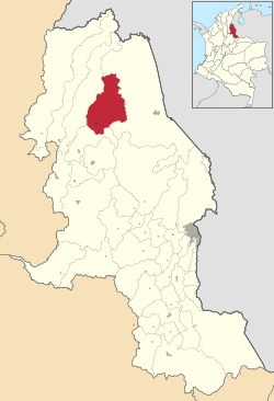 Location of the municipality and town of El Tarra in the Norte de Santander Department of Colombia.