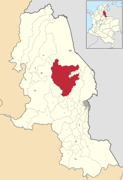 Location of the municipality and town of Sardinata in the Norte de Santander Department of Colombia