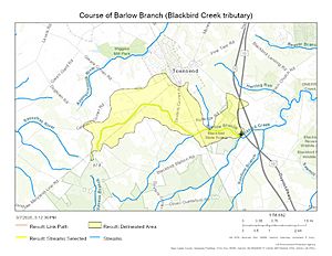 Course of Barlow Branch (Blackbird Creek tributary)