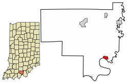 Location of Leavenworth in Crawford County, Indiana.
