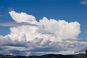 Cumulus cloud forming anvil shape