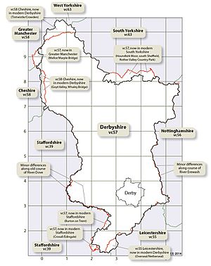 Derbyshire county and vice-county comparison map