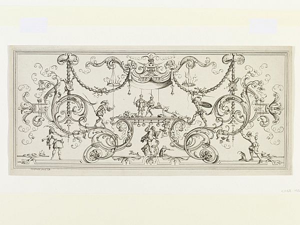 Design for a marquetry panel by Boulle, Jean-Philippe etching with some engraving E.1168-1936 Prints & Drawings Study Room, level C, case 2, shelf H, box 6