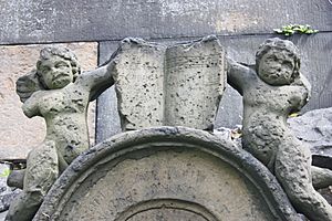 Detail from the grave of John Frederick Lampe, Canongate Kirkyard