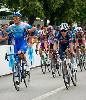 Dylan Groenewegen (Team BikeExchange–Jayco ) celebrating win (Stage 2, 2022 Tour of Slovenia in Rogaška Slatina)