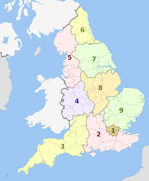 Image: English regions 2009 (numbered)