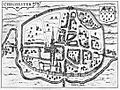 Engraved map of Chichester from John Speed's 1610 map of Sussex