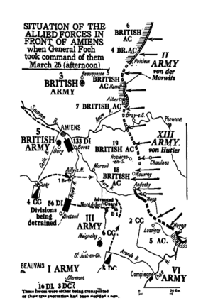 Foch's Map of the Western Front, March 26, 1918