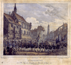Goettingen - Kirchenzug der Studenten anlaesslich des Universitaetsjubilaeums (1837)