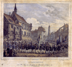 Goettingen - Kirchenzug der Studenten anlaesslich des Universitaetsjubilaeums (1837)