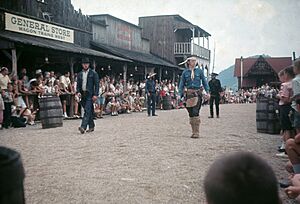 Gunfight at Maggie Valley Ghost Town tourist attraction summer 1964