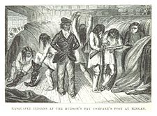 HIND(1863) LABRADOR-EXP. p516 NASQUAPEE INDIANS AT THE HUDSON'S BAY COMPANY'S POST AT MINGAN