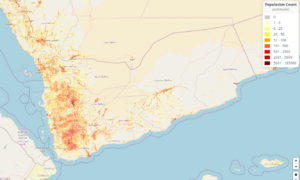 Human population density Yemen