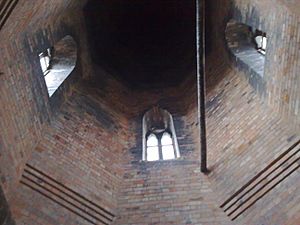 Inside spire of Nottingham Daybrook church
