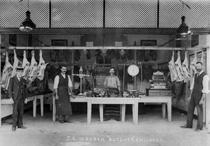Interior of J.R. Wrench the butcher at Childers Queensland ca. 1926f