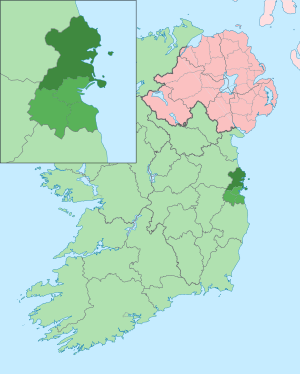 Fingal (dark green) shown within County Dublin (lighter green) and within Ireland (light green)