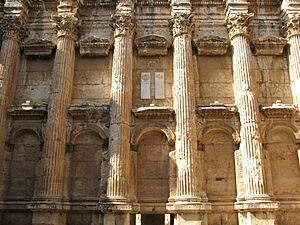 Lebanon, Baalbek, Ancient temple complex of Roman Heliopolis, Roman columns