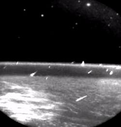 Leonid meteor shower as seen from space (1997)