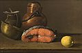 Luis Melendez, Still Life with Salmon,Lemon and three Vessels,1772 Museo del Prado Madrid