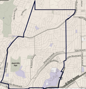 Map of El Sereno neighborhood, Los Angeles, California