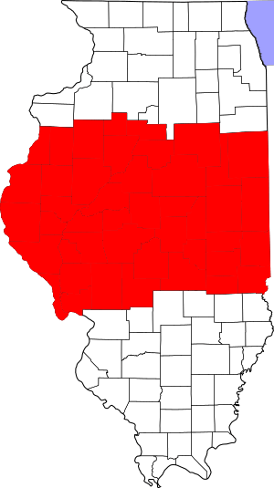 Map of Illinois highlighting Central Illinois