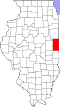 State map highlighting Vermilion County