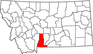 Map of Montana highlighting Park County