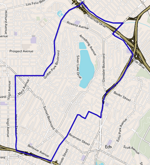 Silver Lake boundaries as drawn by the Los Angeles Times
