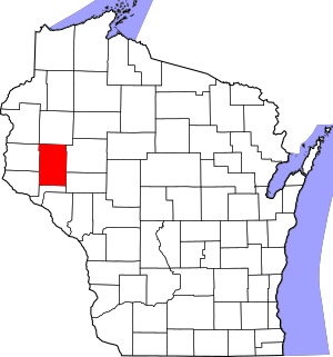 Map of Wisconsin highlighting Dunn County