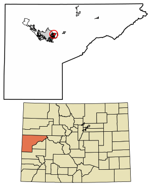 Location of the Fruitvale CDP in Mesa County, Colorado.