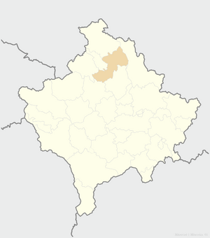 Location of the city of Mitrovica within Kosovo