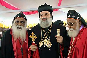 Most. Revd. Dr. Joseph Mar Thoma and Dr. Philipose Mar Chrysostom with Moran Mor Ignatius Aphrem II