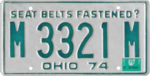 Ohio license plate, 1974–1975 series with 1975 sticker.png