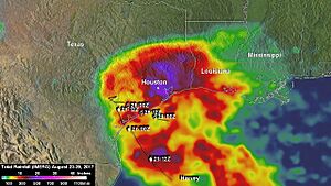 Rainfall map of Harvey in Texas