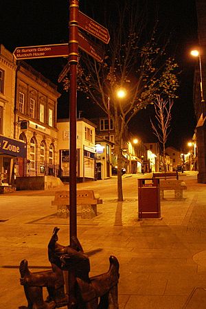 Redruth - Fore St at night.