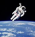 STS41B-35-1613 - Bruce McCandless II during EVA (Retouched)