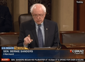 Senator Bernie Sanders Engaging in a Filibuster