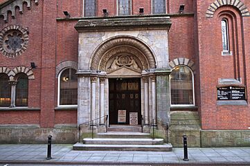 St Mary's Church entrance, Manchester by Anthony O'Neil Geograph 4197874