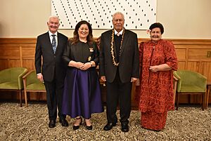 Their Excellencies with the Head of State of Samoa, His Highness Afioga Tuimaleali’ifano Va’aletoa Sualauvi II, and Masiofo Faamausili Leinafo.r 127-2