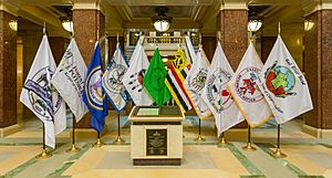 Wisconsin tribal flags at state capitol