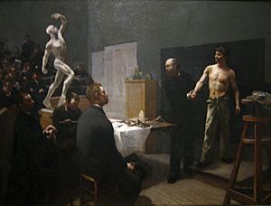 'The Anatomy Class at the Ecole des Beaux Arts', oil on canvas painting by François Sallé, 1888, Art Gallery of New South Wales