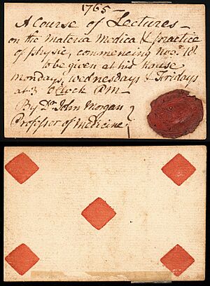 Admission ticket to John Morgan lecture 1765
