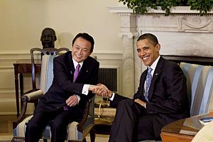 Barack Obama & Taro Aso in the Oval Office 2-24-09