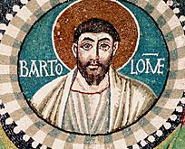 Bartholomew the Apostle. Detail of the mosaic in the Basilica of San Vitale. Ravena, Italy