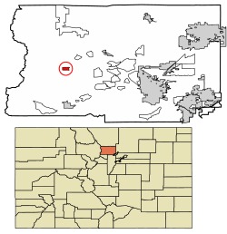 Location of Ward in Boulder County, Colorado.