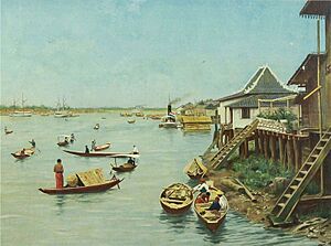 COLLECTIE TROPENMUSEUM De rivier de Musi bij Palembang TMnr 5426-8